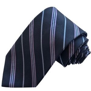 Brooks Brothers Repp Tie 346 Pure Silk Striped Necktie Blue Purple Preppy   USA